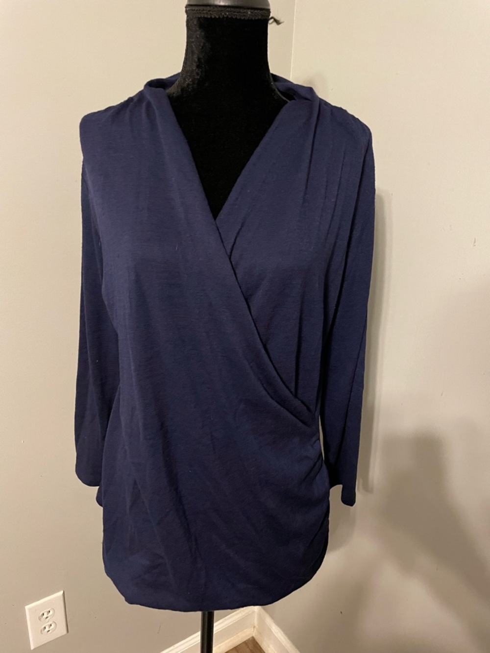 41 Hawthorn Navy Blue Long-Sleeve Surplice Wrap Sweater XL